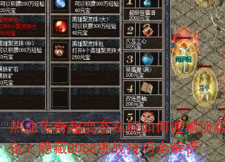 ��Ѫ���泬��̬˽�������ˢ����װ��������BOSS��ս����ȫ����