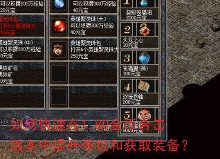 如何快速在1.80金币合击版本中提升等级和获取装备? 如何快速在1.80金币合击版本中提升等级和获取装备?