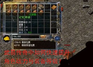 武易传奇中如何快速提升角色战力与装备等级? 武易传奇中如何快速提升角色战力与装备等级?